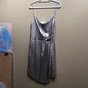 Sleeveless strappy silver dress, size 12 US/CA.
